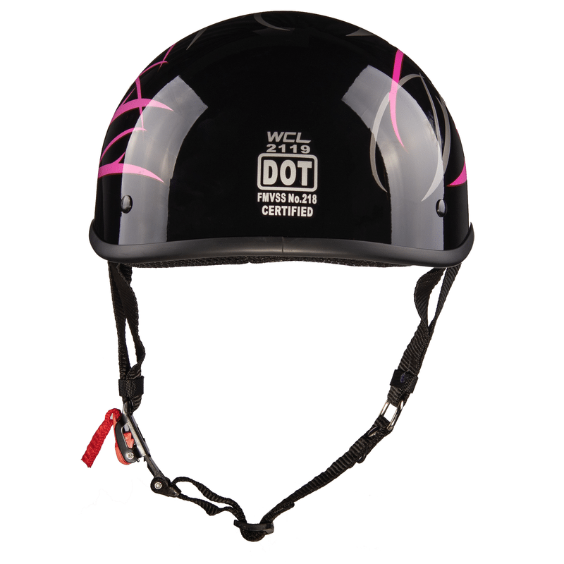 DOT Pink Rose Shorty Motorcycle Helmet