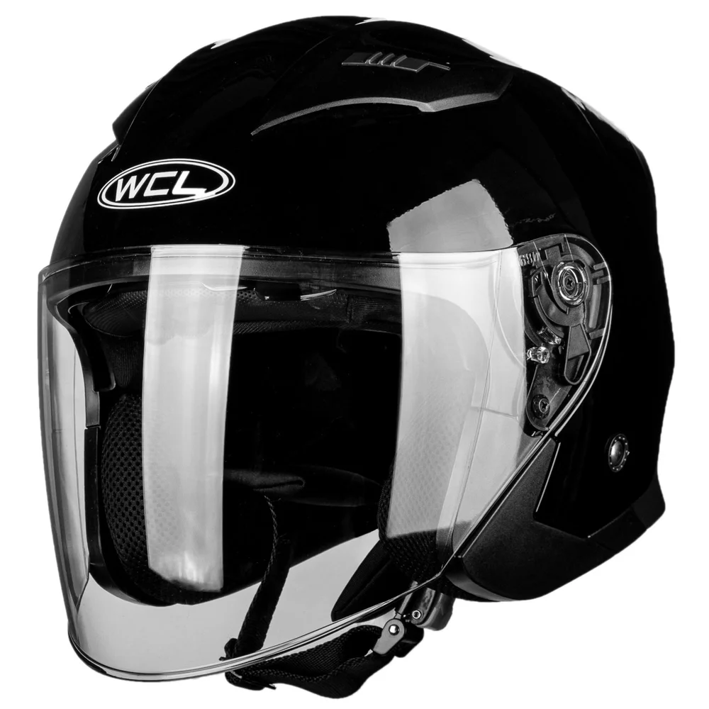 WCL 3/4 W/ Dual Flip Down Faceshields Motorcycle Helmet & Scooter Helmet, Gloss Black WCL Helmets By WCLHelmet WCL 3/4 W/ Dual Flip Down Faceshields Motorcycle Helmet & Scooter Helmet, Gloss Black WCL Helmets By WCLHelmet
