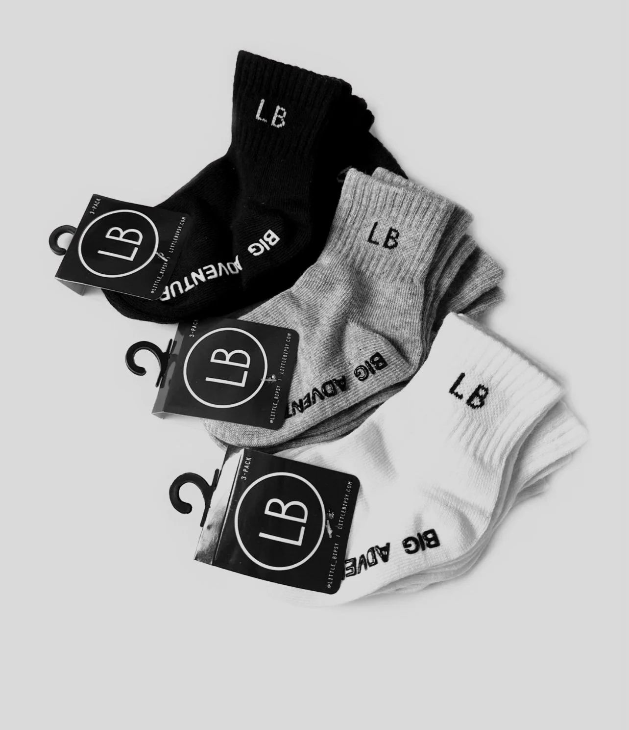 LB SOCKS - BLACK/GREY/WHITE