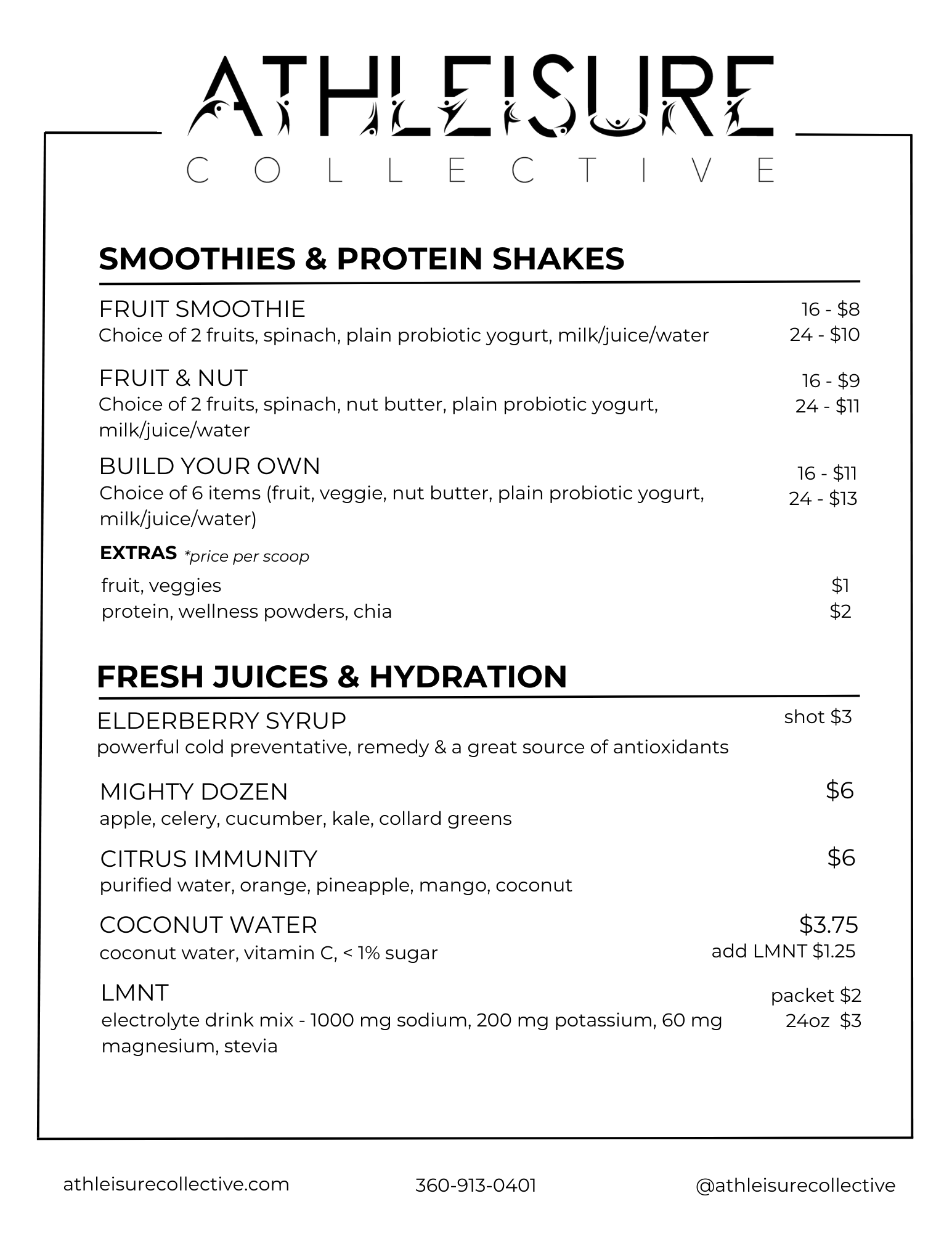 CAFE MENU — ATHLEISURE COLLECTIVE