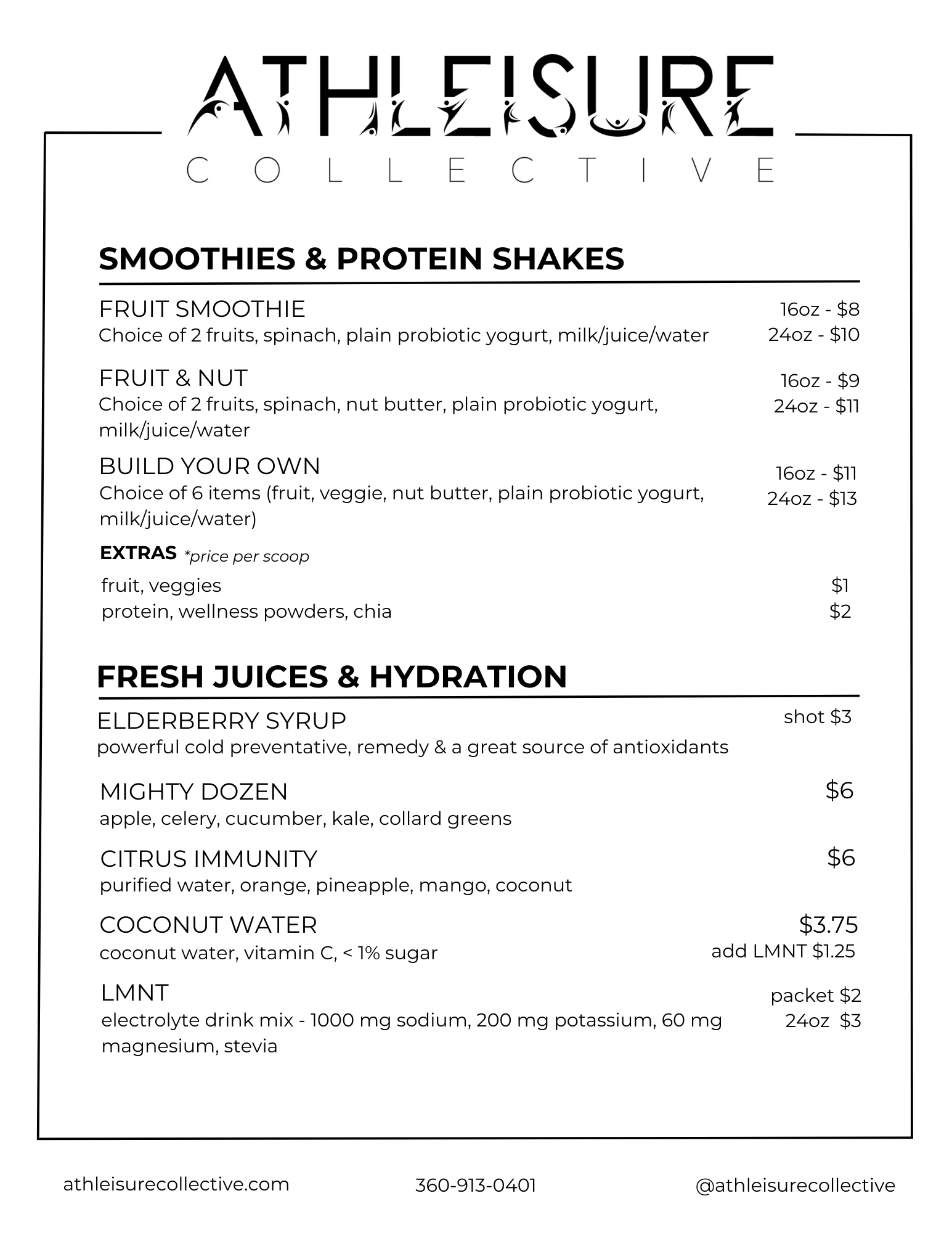 CAFE MENU — ATHLEISURE COLLECTIVE