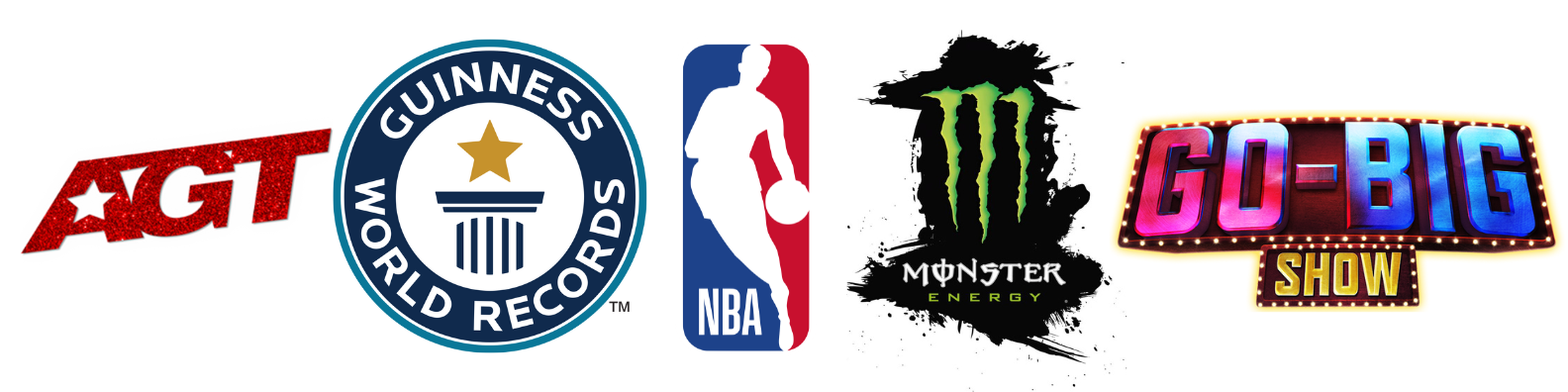Client and media logos for Grace Good featuring NBA, NCAA, America's Got Talent, NASCAR, Guinness World Records, and major corporate partners.