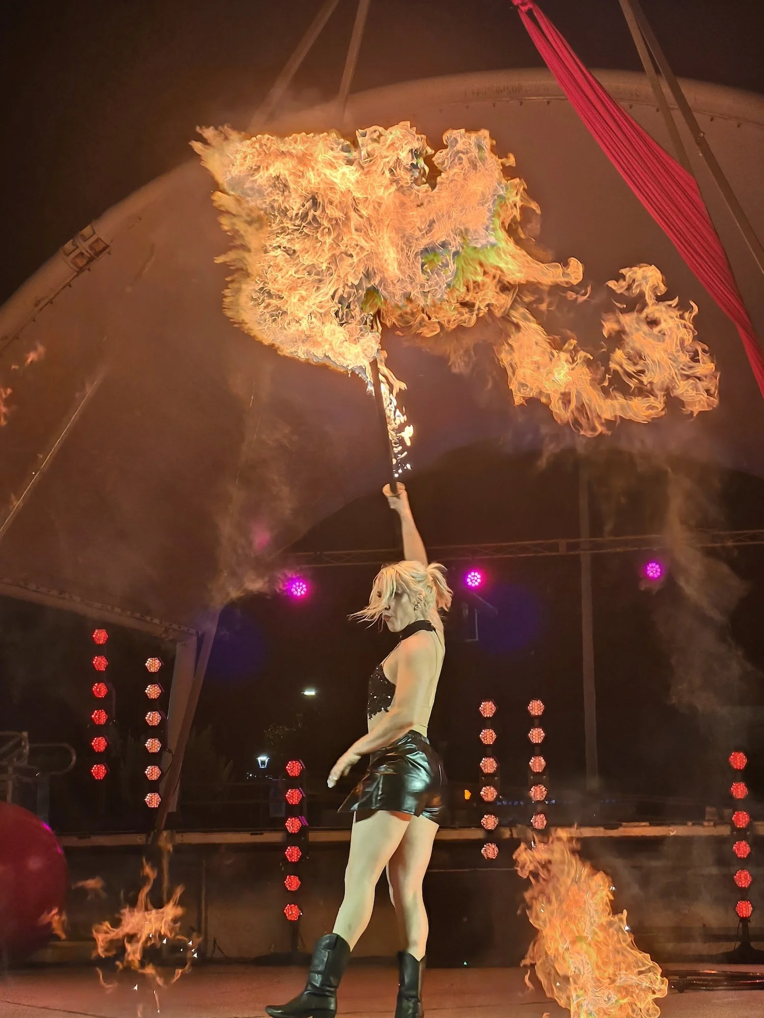 Virginia Beach Circus in the Park:
Returning featured performer in the long-running summer entertainment series, presenting circus arts, fire performance, and specialty acts for audiences along the Virginia Beach oceanfront.
