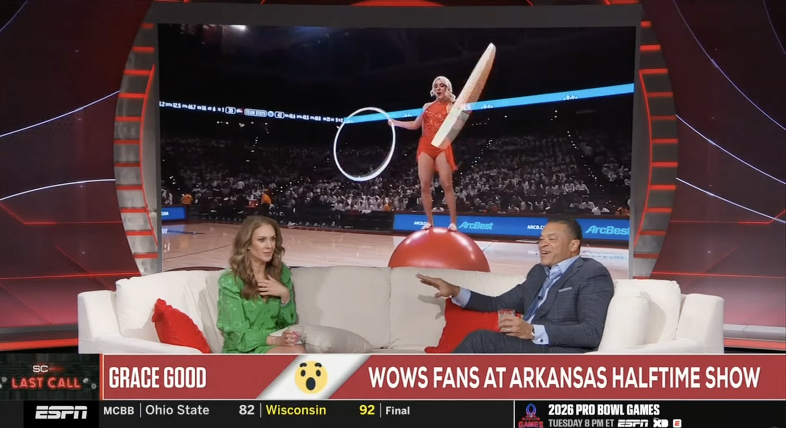 ESPN SportsCenter Feature (ESPN):
National sports media feature highlighting Grace's halftime entertainment career.