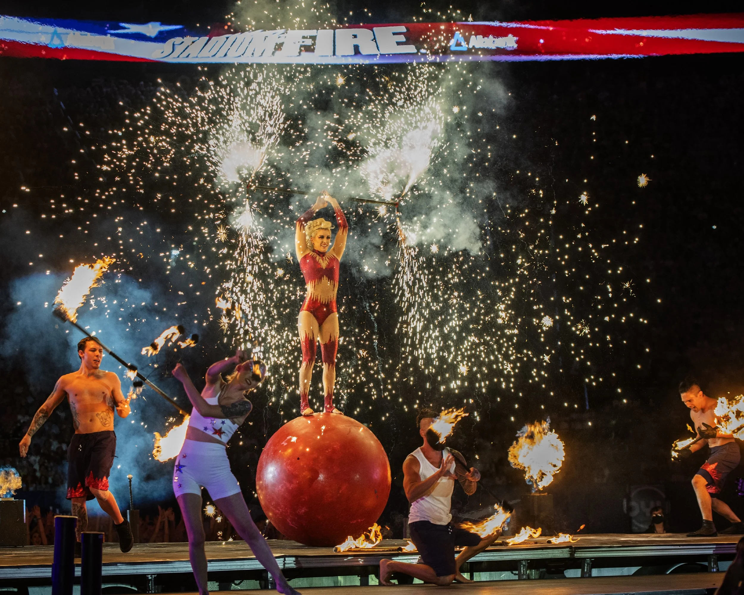 Grace Good performing during Stadium of Fire, one of the largest Independence Day live entertainment events in the United States.