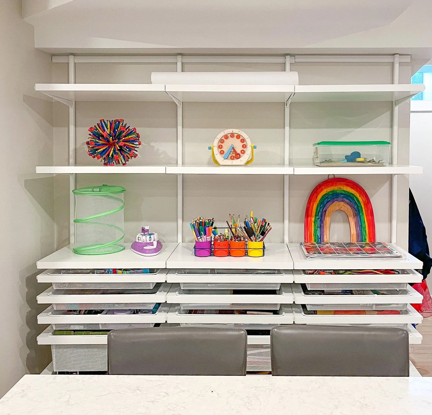We love to organize playrooms. They are dynamic, highly varied, and incredibly joyful spaces in every home! No space has a cookie-cutter solution, but a playroom needs to be especially customized. We have created Lego building havens, slime stations,
