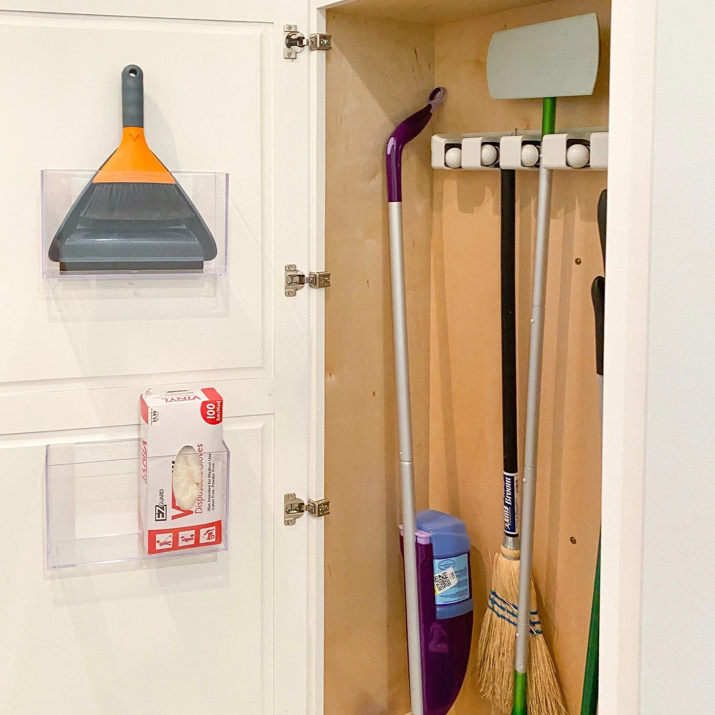 A broom gripper + door organizers = A cleaning closet that actually works for you.