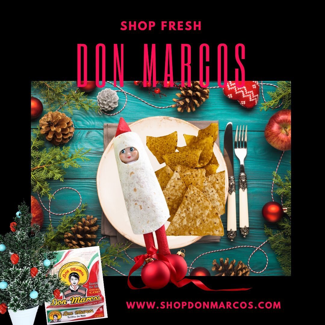 Uh Oh! How did our elf, Nacho Chip, get on that plate!? 🤷🏻&zwj;♀️🤦🏾&zwj;♂️

#tacotuesday #donmarcosbrand #donmarcostortillas #christmasdinner #christmasdinnertable #fresh #tacos #taco #orderonlinenow #freshmexicanfood #glutenfree #vegan #veganfoo