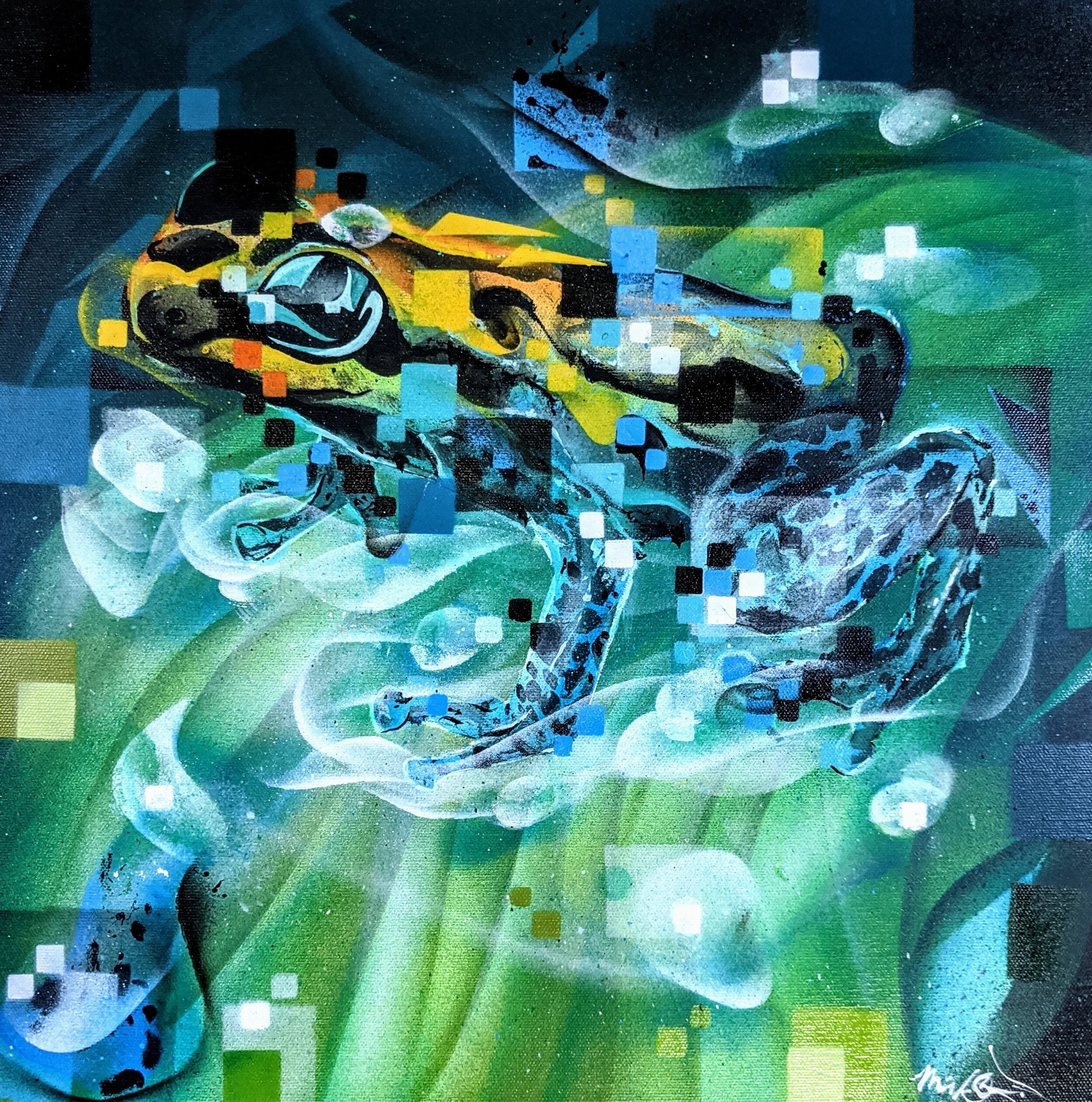 Tree frog in dew - Hand Embellished Print