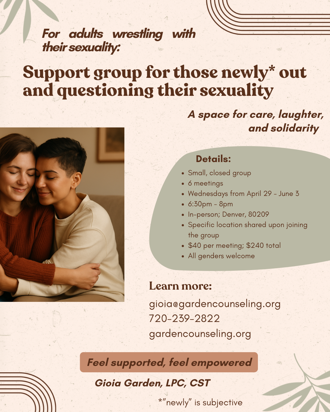 newly out and questioning support group in denver