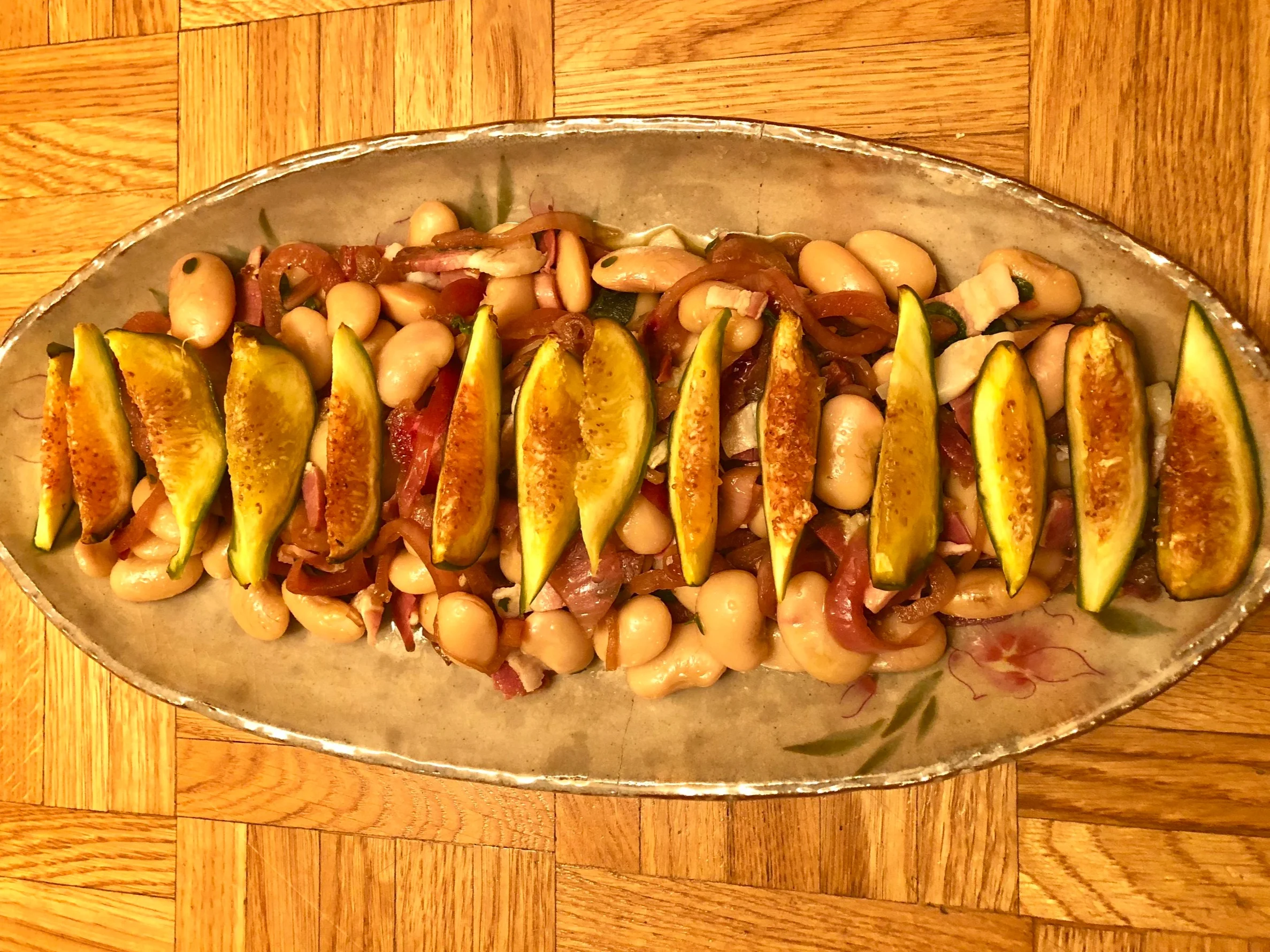 Butter bean and pickled onion salad with fresh figs