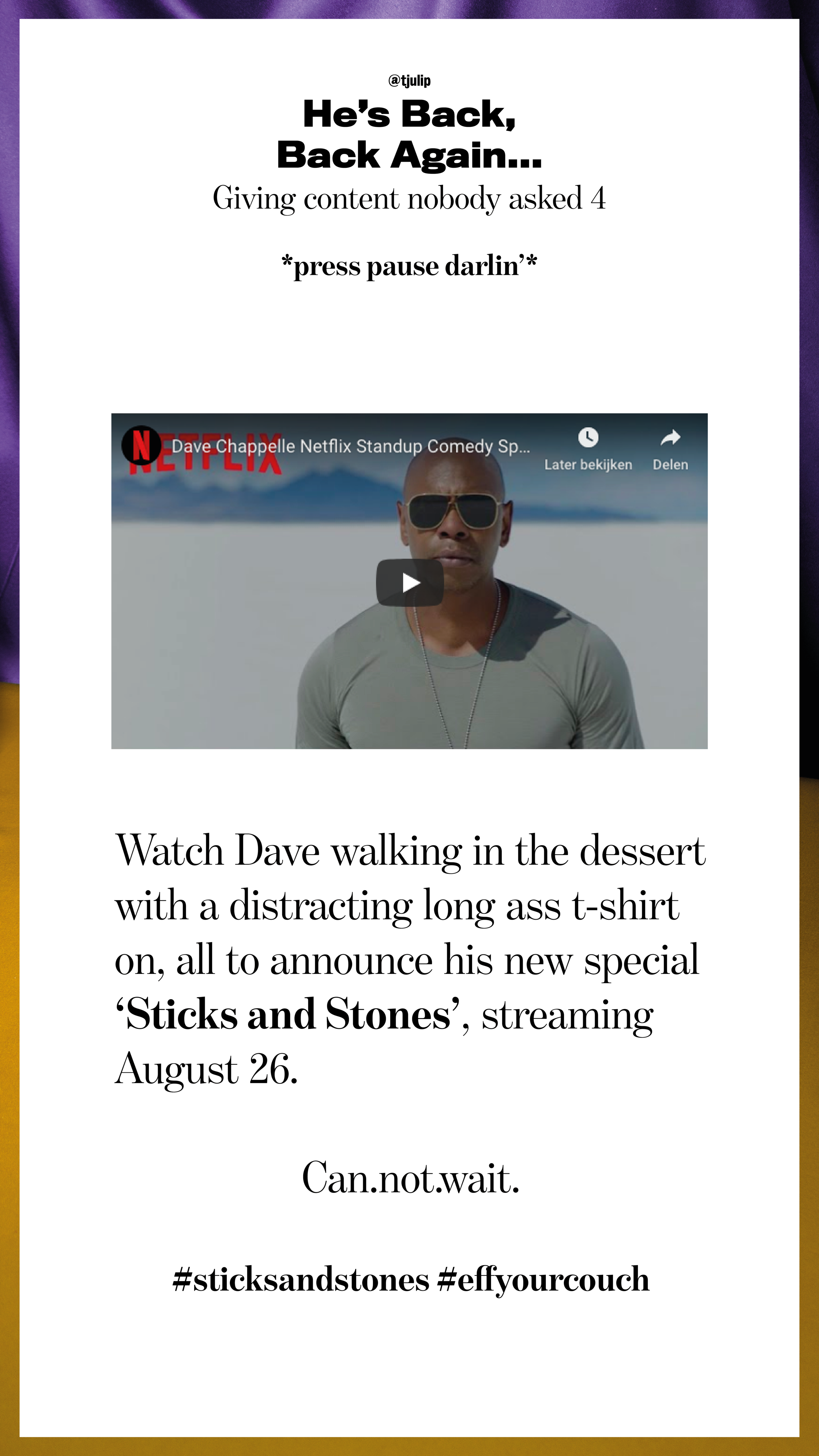 Dave's goes all in...