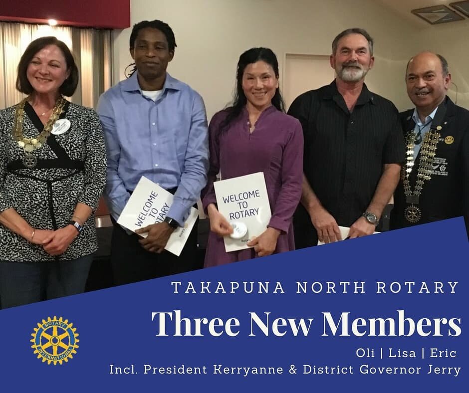Why join Rotary?
To make a difference, develop into community leaders, learn new skills, connect across continents &amp; build lifelong friendships. 
We have just welcomed three new members to the Takapuna North Rotary. With every new member joining,