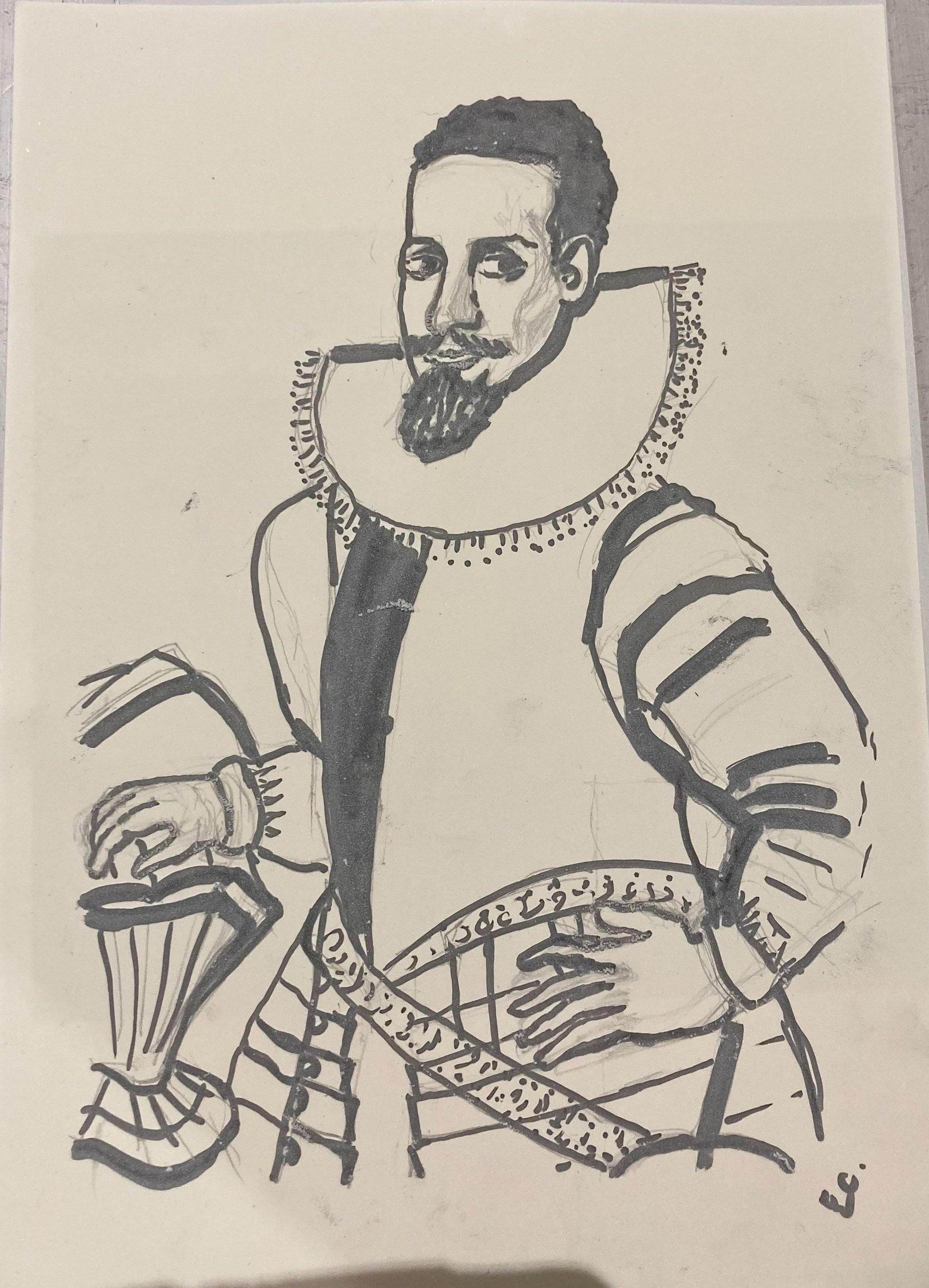 Tactile Drawing of Fontana's Portrait of a Gentleman in Armour