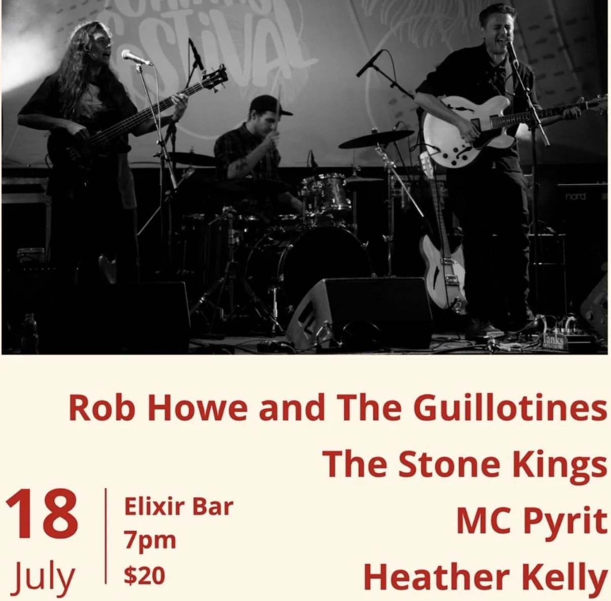 Elixir Music House - Rob How &amp; The Guillotines, Tullara, The Stone Kings, MC Pyrit &amp; Heather Kelly