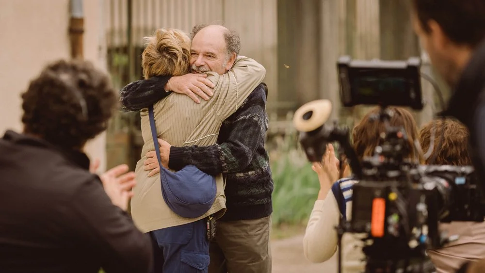 Jean-pierre Daroussin et Blandine Lenoir sur le tournage de Juliette au printemps de Blandine Lenoir ( 2024 ), Karé production, France