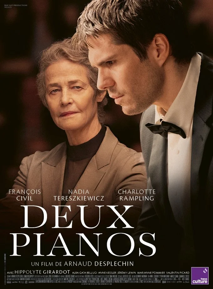 L’affiche de DEUX PIANOS d’Arnaud Desplechin ( 2025 ), Why not production, France.