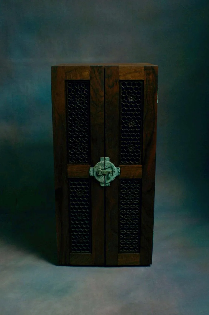 walnut and bronze  46cm x 22cm x 21cm