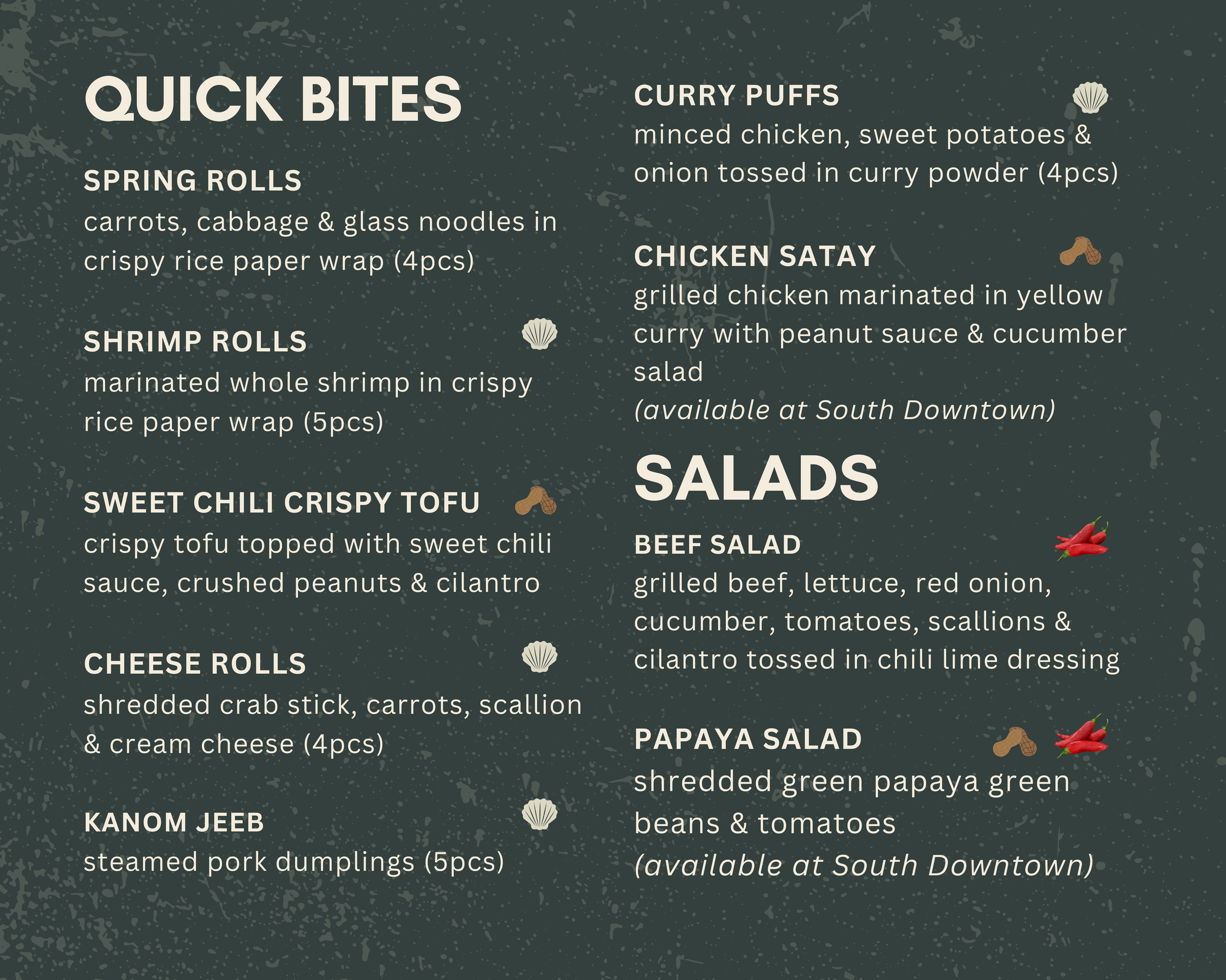 MENU Thai Food Catering in Atlanta — Tyde Tate Kitchen Thai Food