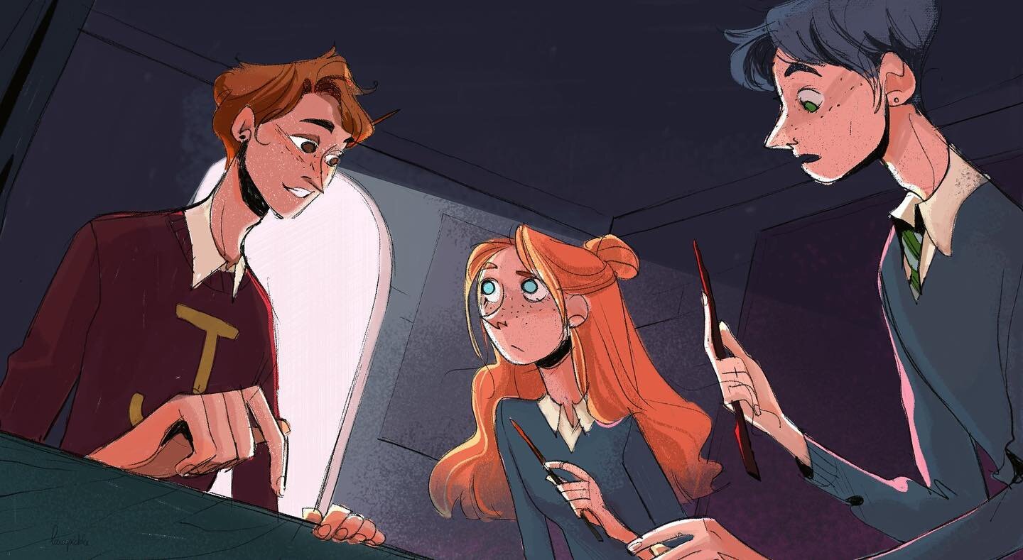 Hellooo! - thank you SO MUCH for all the support in my previous post, it's incredible and I'm very humbled 🖤
I was looking at my old art folder this morning and saw this lil one. Oldie but goldie 💎
My fav bit of HP was imagining Harry's kid's adven