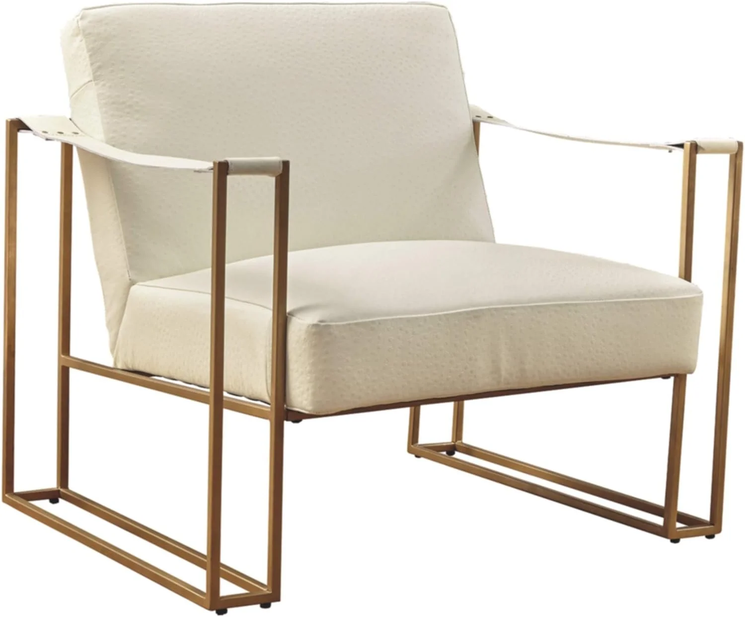 Eclectic Upholstered Accent Chair, Beige & Gold, $420