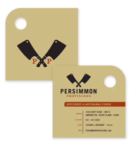  Persimmon Provisions cleaver-inspired business cards. 