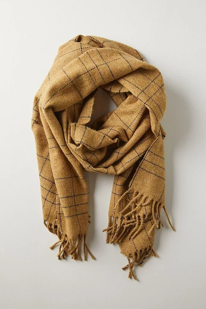 Merino Wool Check Wrap