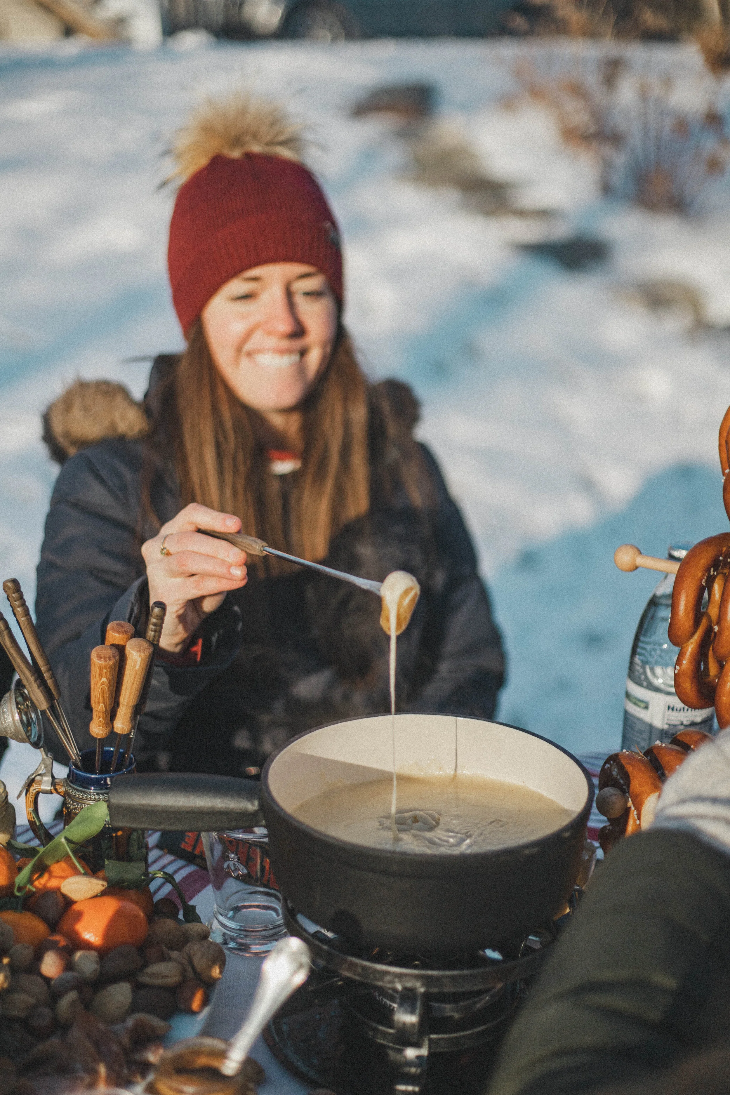 fondue party, apres ski, wintertime, winter, snow, snow party,