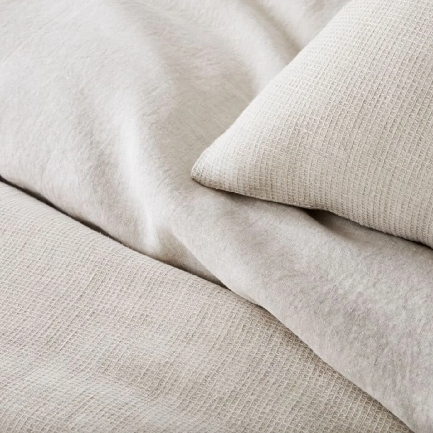 Flax Linen Waffle Duvet Cover Set