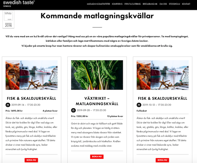 Swedish taste matlagningsstudio - webb och kampanj