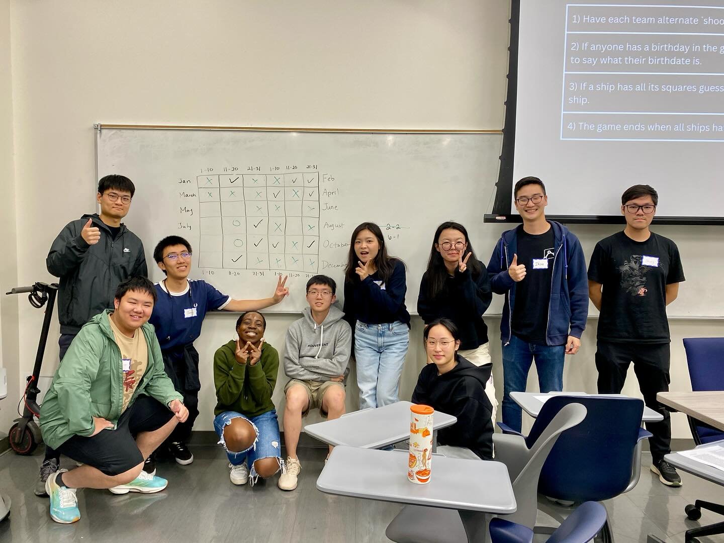 2024.10.18 - We played an intense game of Birthday Battleship 🎂🛳️ where we guessed each other&rsquo;s birthdays after our discussion based bible study on the book of Luke. Can you guess which team won? 🥇