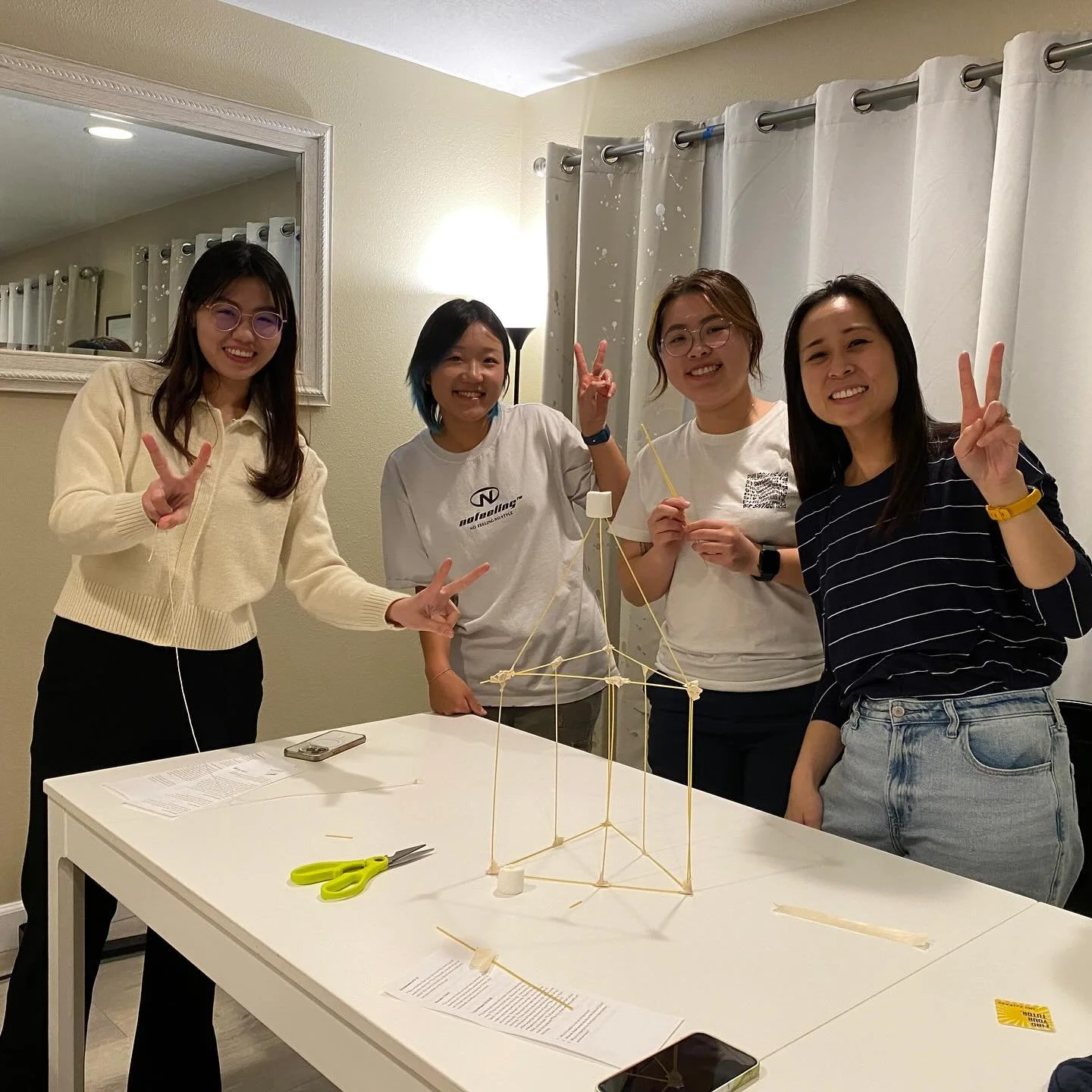 Of all the groups that did the marshmallow challenge, there was only 1 tower 🗼 that stood at the end 🙌. Through doing the challenge, we got to see the importance of the church and how there are different members that make up the body and each serve