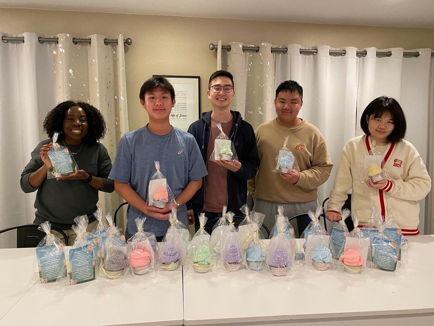 We prepared socks 🧦 wrapped into cupcakes 🧁 on Valentine&rsquo;s Day ❤️ for our Serve Sunday where we got to gift the elderly these gifts and hold a Sunday church service for them and show them some love 💕