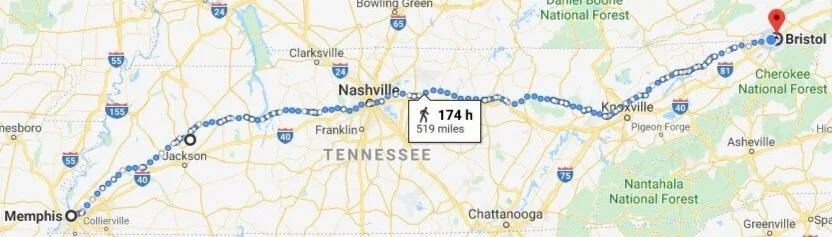Adding this one in case you get a wild idea and decide to walk across Tennessee sometime… I’ll be happy to come with you.