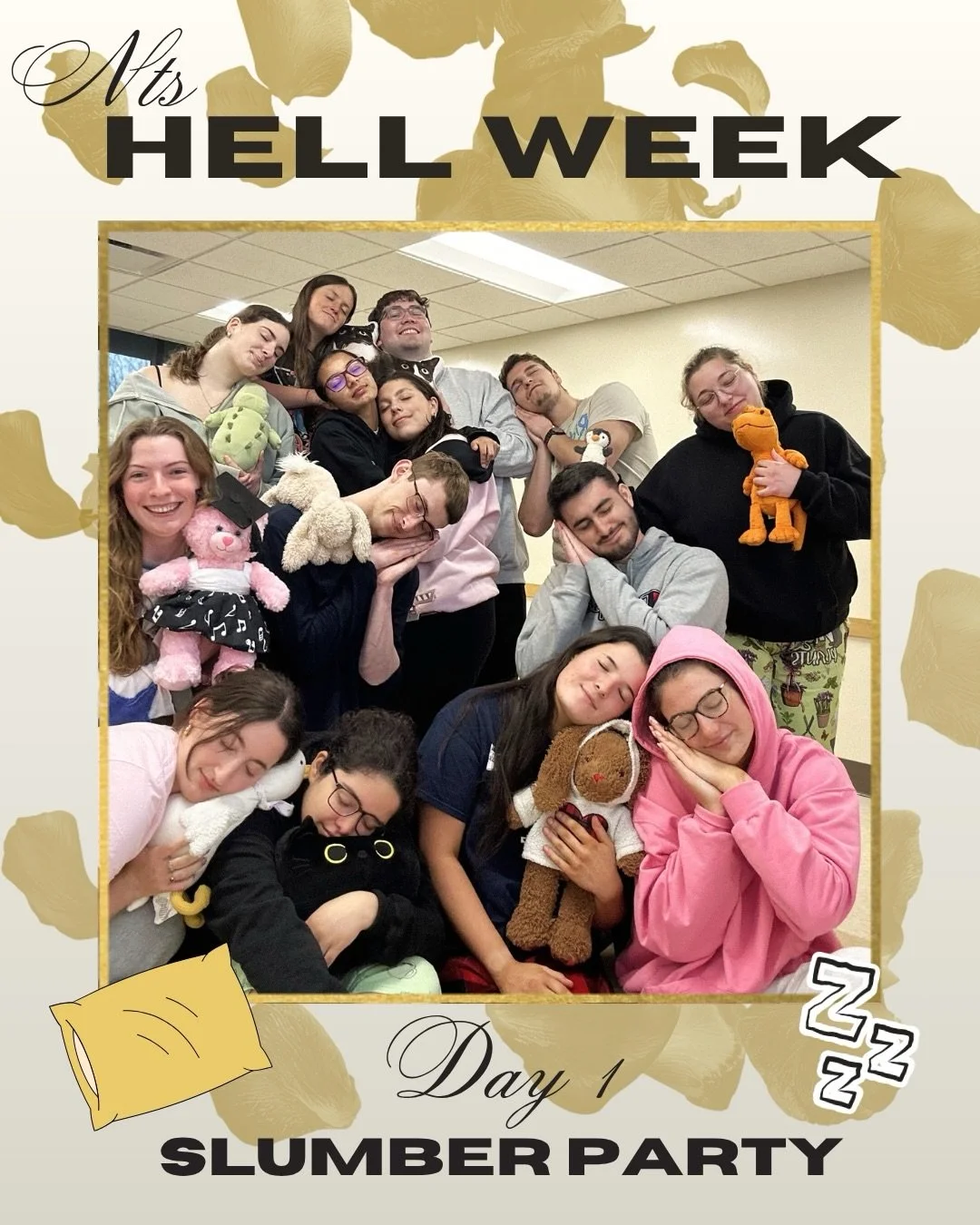 Note to Self starts HELL WEEK👹😈 Note to Self thought: what better than to start off the week easy with a slumber party⁉️ Unfortunately with this crew&hellip; a slumber party is NEVER about peacefully sleeping. You might be trying to catch some 💤😴