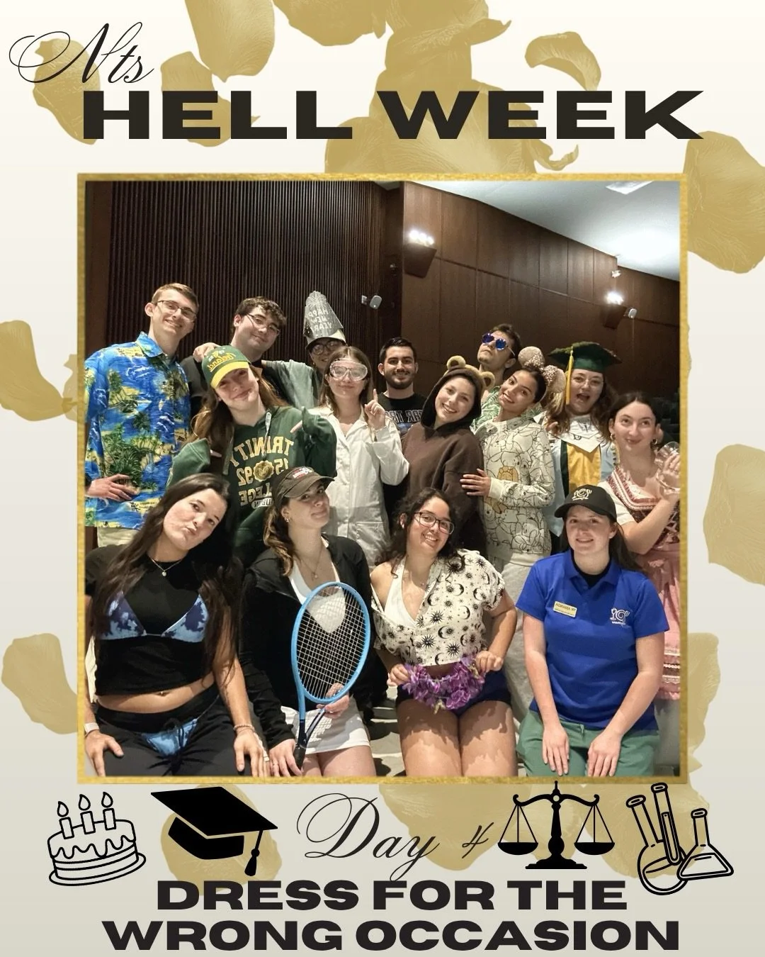 HELL WEEK👹😈 DAY 4: Dress for the wrong occasion

So I guess no one got the memo that we had rehearsal that day⁉️ I&rsquo;m not really sure&hellip; I&rsquo;m just as confused as you are.

Here&rsquo;s what I&rsquo;ve gathered: Note to Self somehow g
