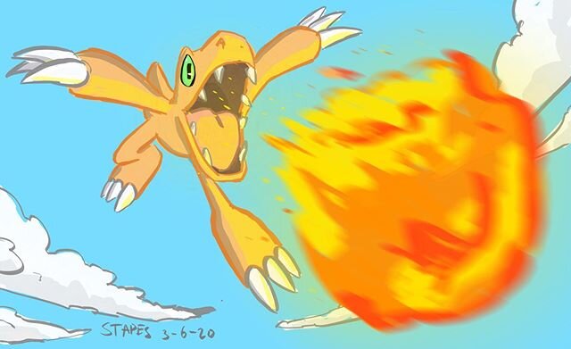 I read that it was recent the anniversary of the first Digimon movie and I remembered how much I looked forward to watching that show after school as a kid. So here&rsquo;s an Agumon. The video won&rsquo;t post right here so I&rsquo;ll put it on my t