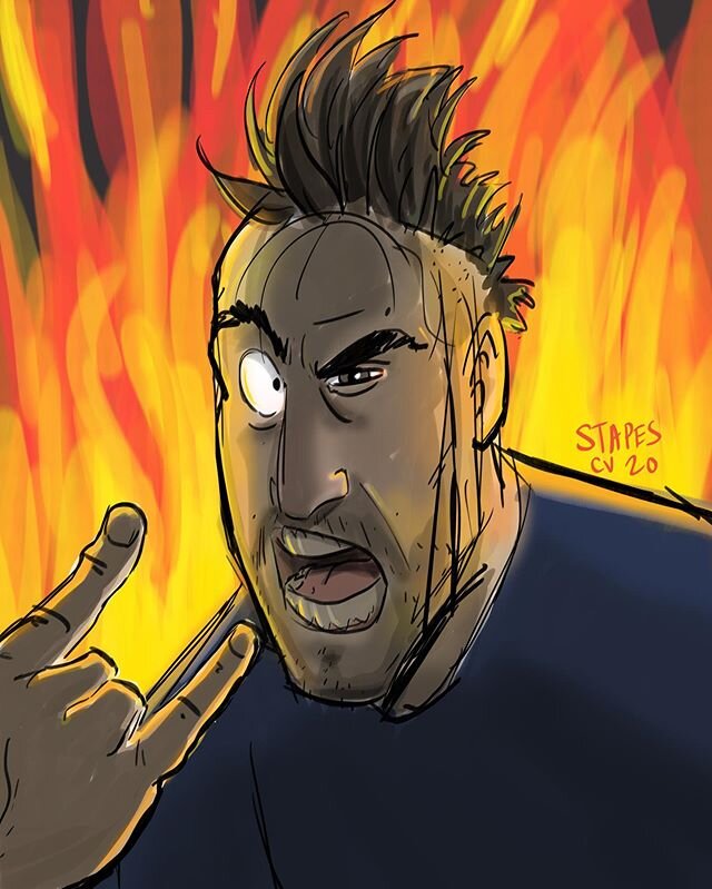 Got myself a new quarantine haircut a few days ago and have been drawing super on model for work so I wanted to loosen up. #mohawk #quarantine #rock #asketchaday2020 #selfportrait