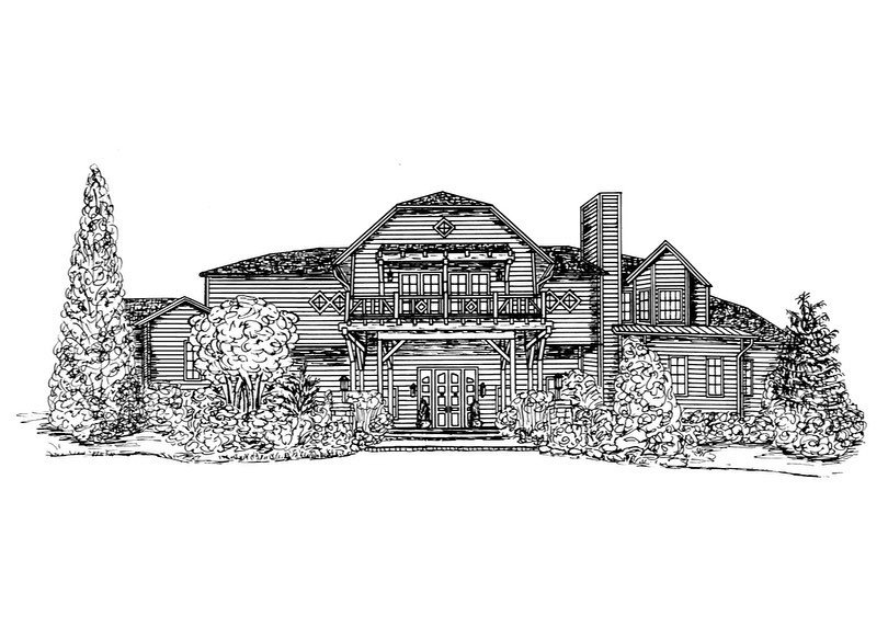Call me crazy, but 70 degrees in January is just not for me! I&rsquo;m sharing this chalet-style house drawing that I did a few years ago because I wish I was sitting next to a fire with snow falling outside right now... ❄️❄️❄️ #chalet #house #home #