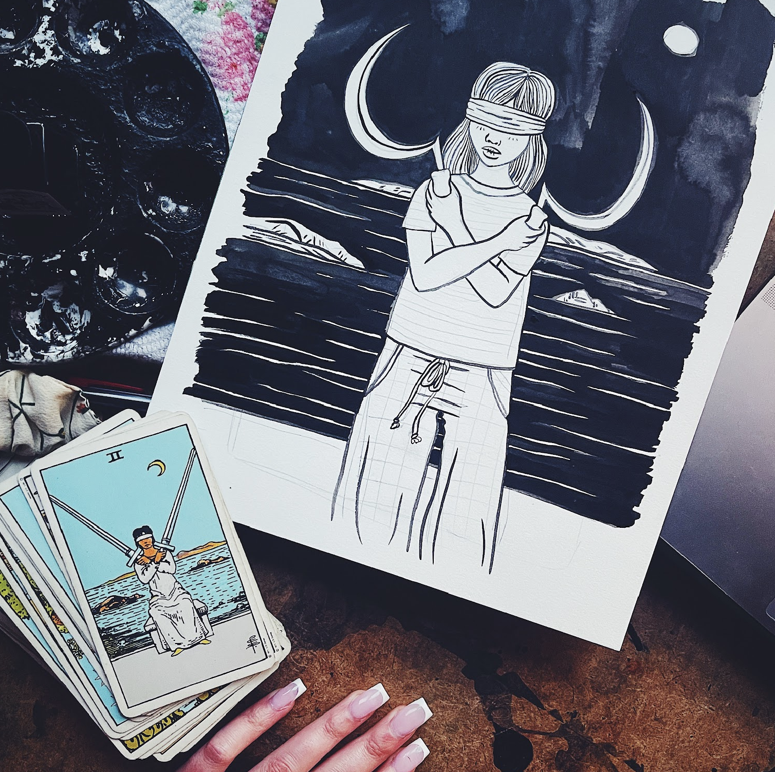 Half finished cover painting - graphic novel Bodymagic by Sabrina Scott