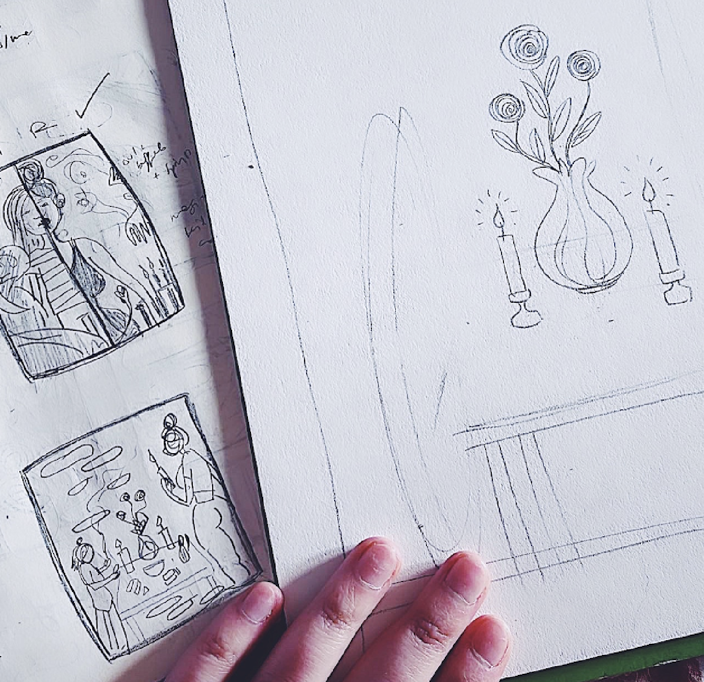 Sketchbook process for the graphic novel Bodymagic by artist, life coach, and tarot reader Sabrina Scott