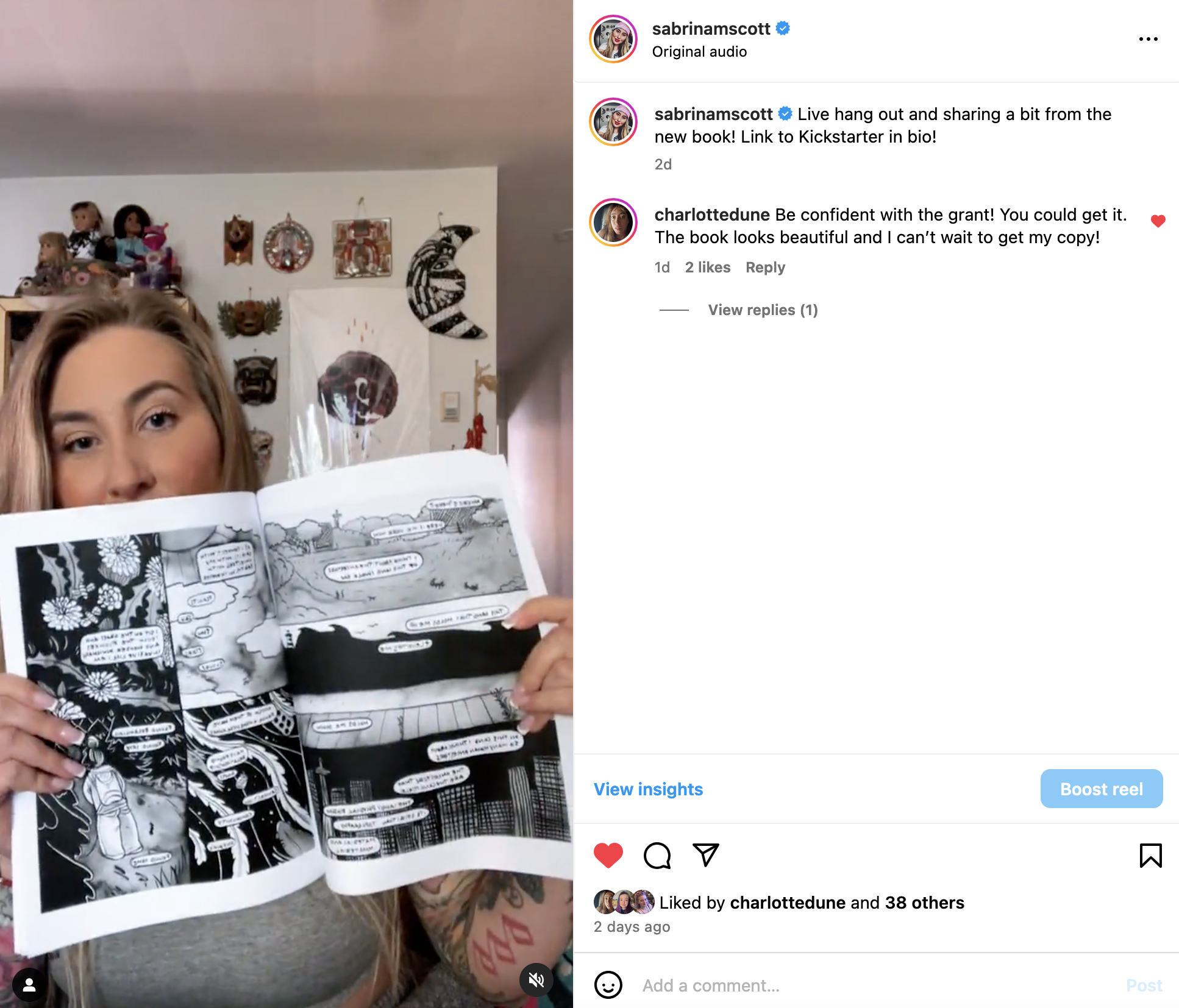 Showing the first printed proofs of the new graphic novel Bodymagic by Sabrina Scott