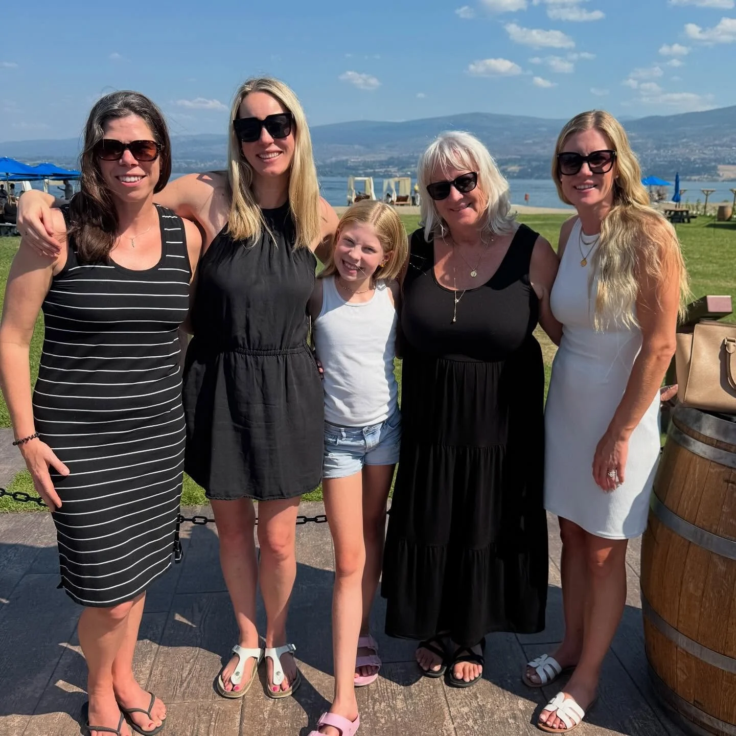 Here&rsquo;s a great group of gals, both young and old, enjoying the sunshine at Frind. Message me if you would like to book a tour! @frindwinery