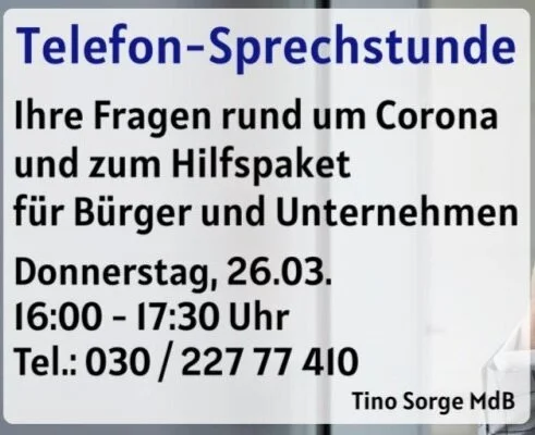 Corona Update: Telefon-Sprechstunde am 26. März 2020