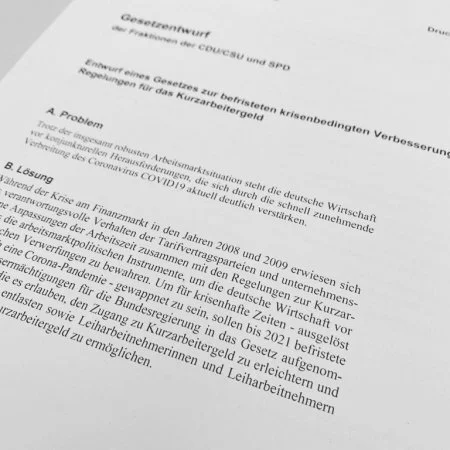 Corona Update: Bundestag beschließt Anpassung des Kurzarbeitergelds