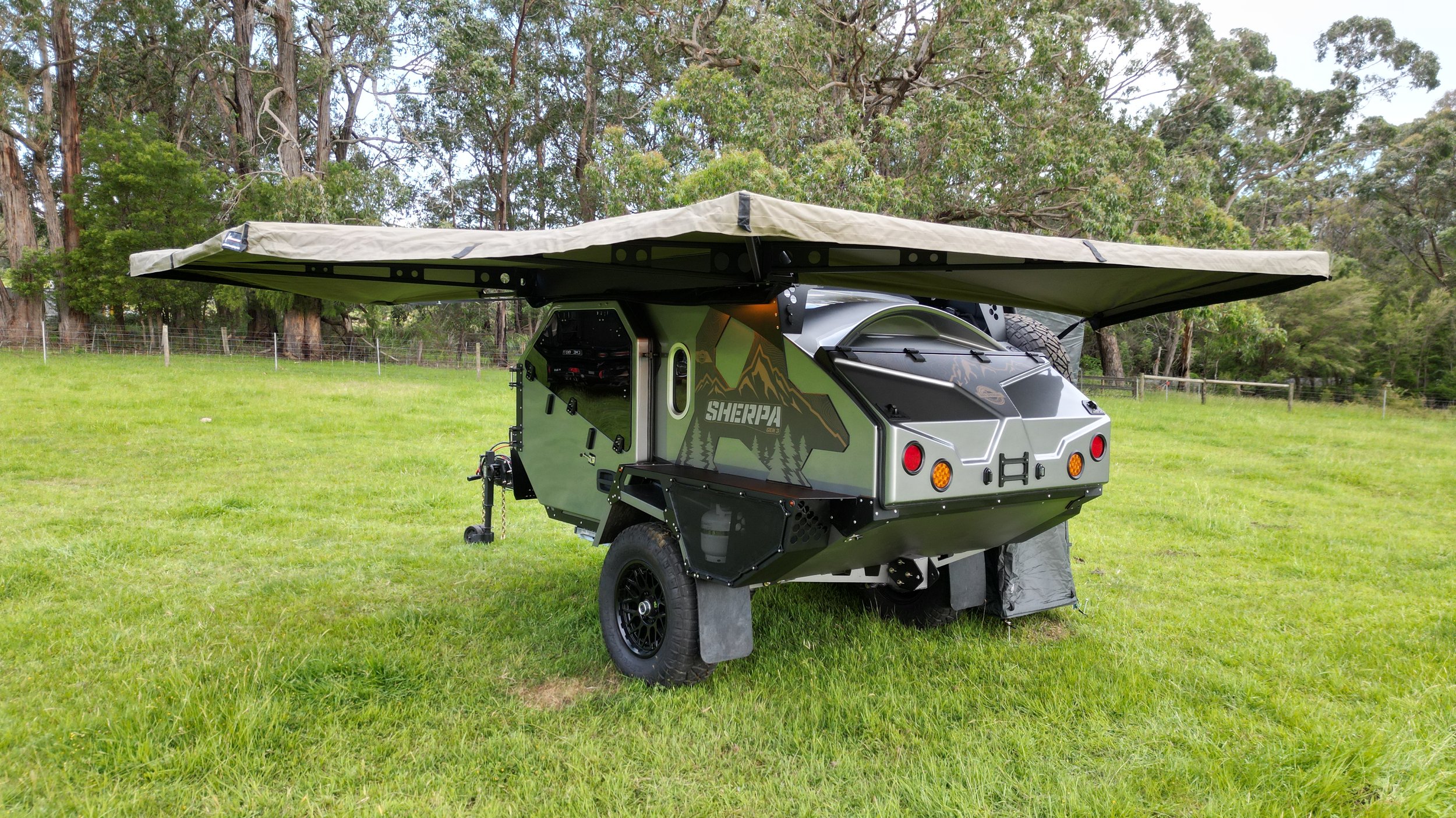 Awning Completely Covers Kitchen Area