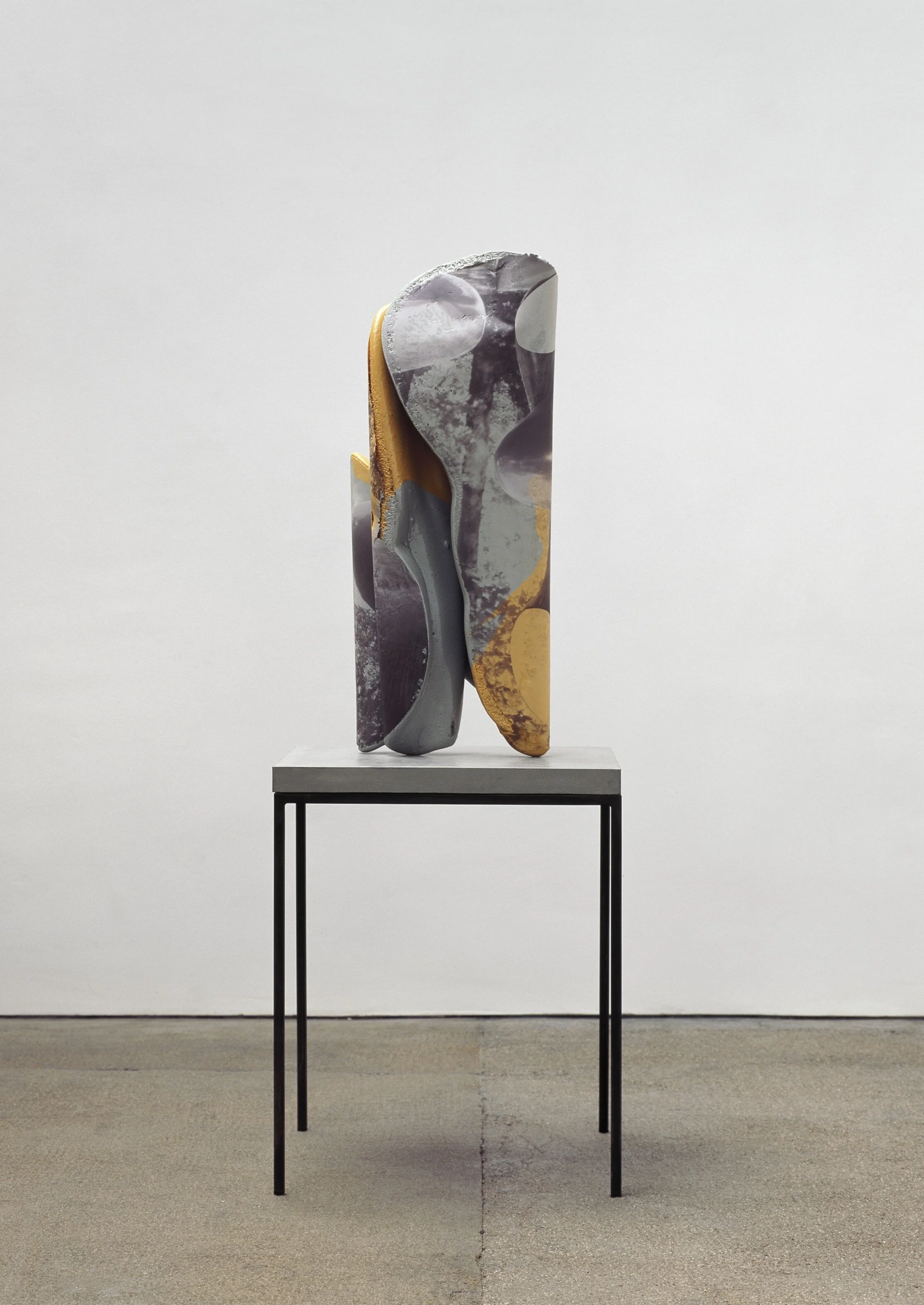 Nikola Ukic Selfmastering II 2012 polyurethane, pigment, UV print transfer, metal table, concrete plate 165 x 65 x 65 cm