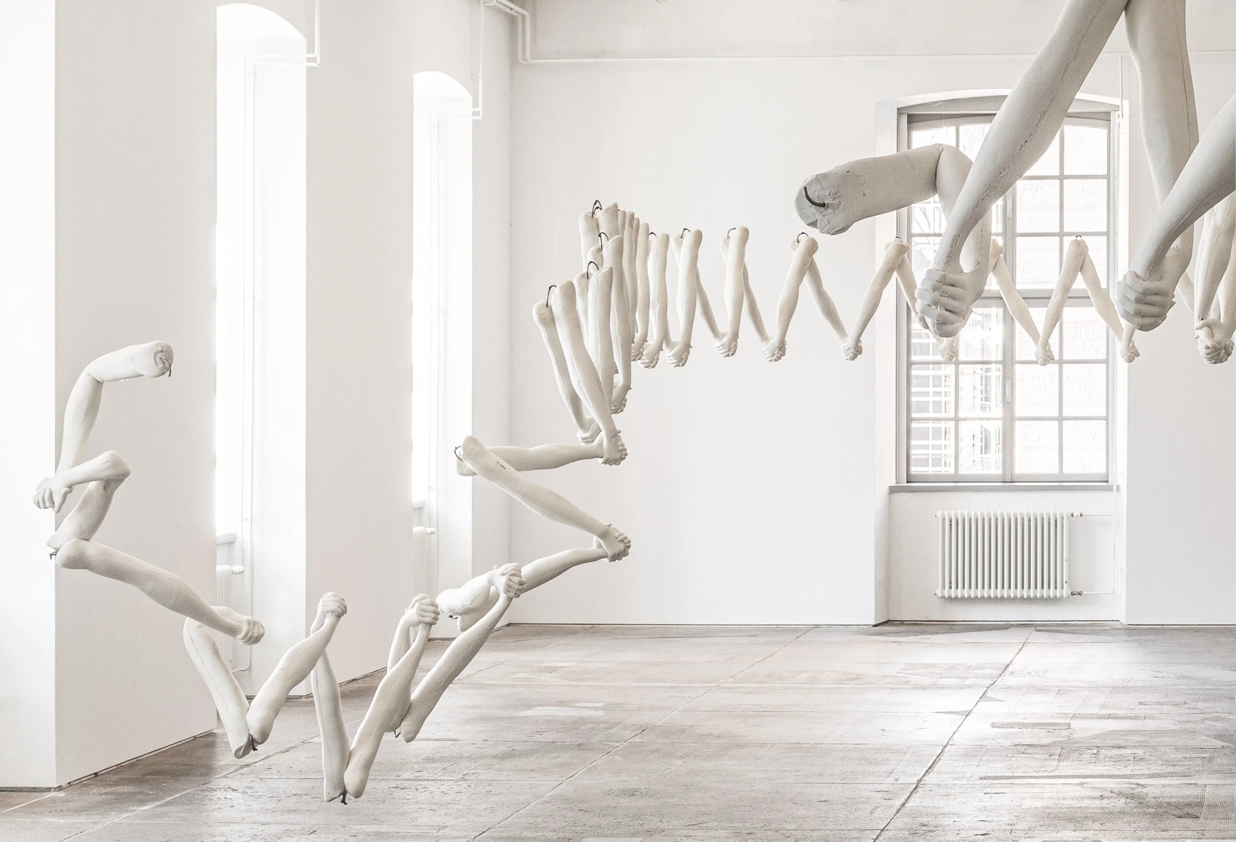 Nikola Ukić, Circle Dance 2023 Installation view Museum of Modern and Contemporary Art, Rijeka Polyurethane, wire, print Variable dimensions