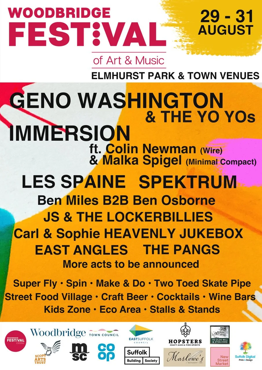 Woodbridge Festival 2025 Geno Washington, Immersion (ft Colin Newman of Wire), Spektrum, Ben Miles, Ben Osborne, Heavenly JB, JS & Lockerbillies & More