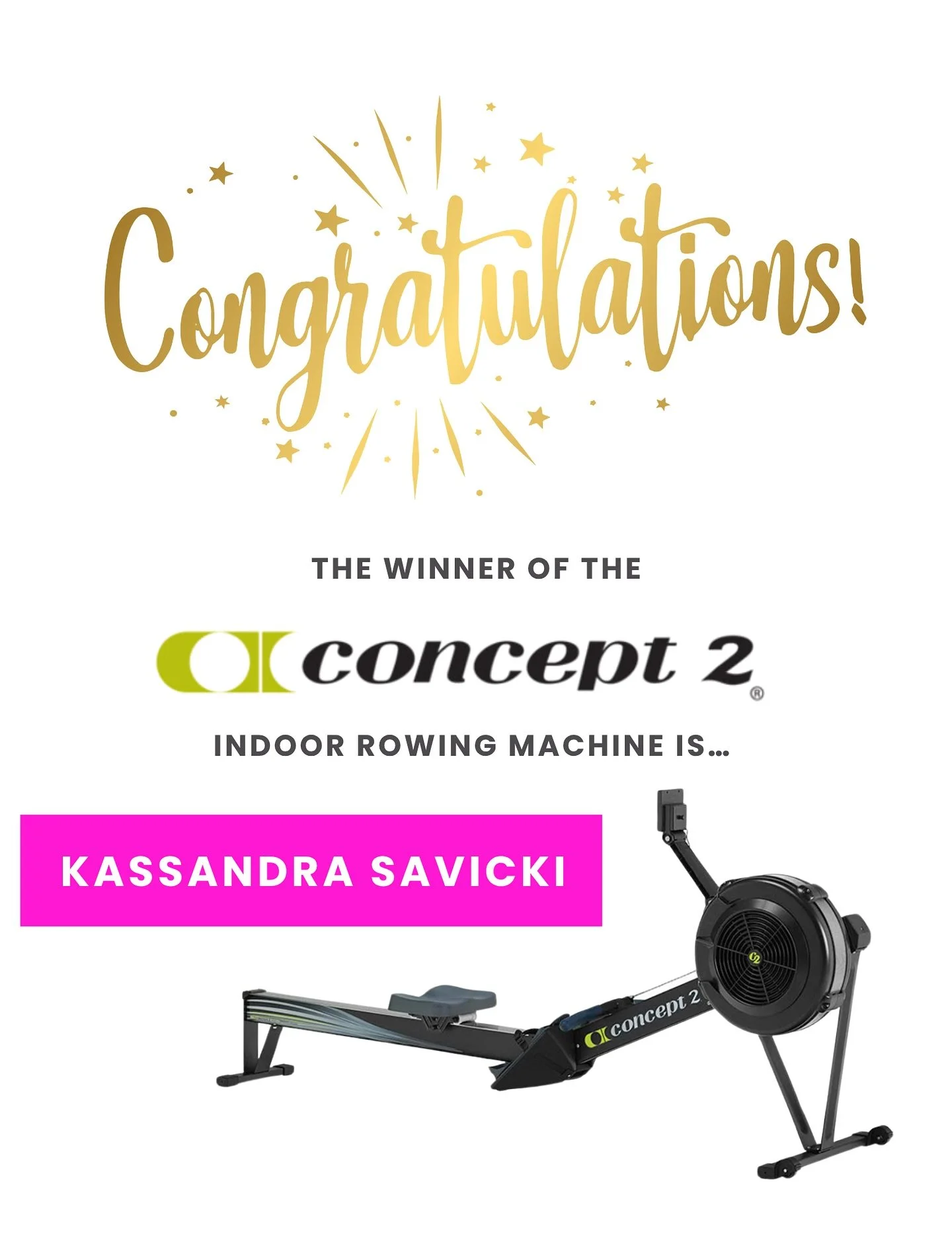 Woo hoo! @kassandrasavicki is the winner of the @concept2inc RowErg Indoor Rowing Machine! 🎉
Kassandra is a breast cancer survivor and former member of SurviveOARS, and she&rsquo;s now an active member of @mombiesorg, where she helps raise awareness